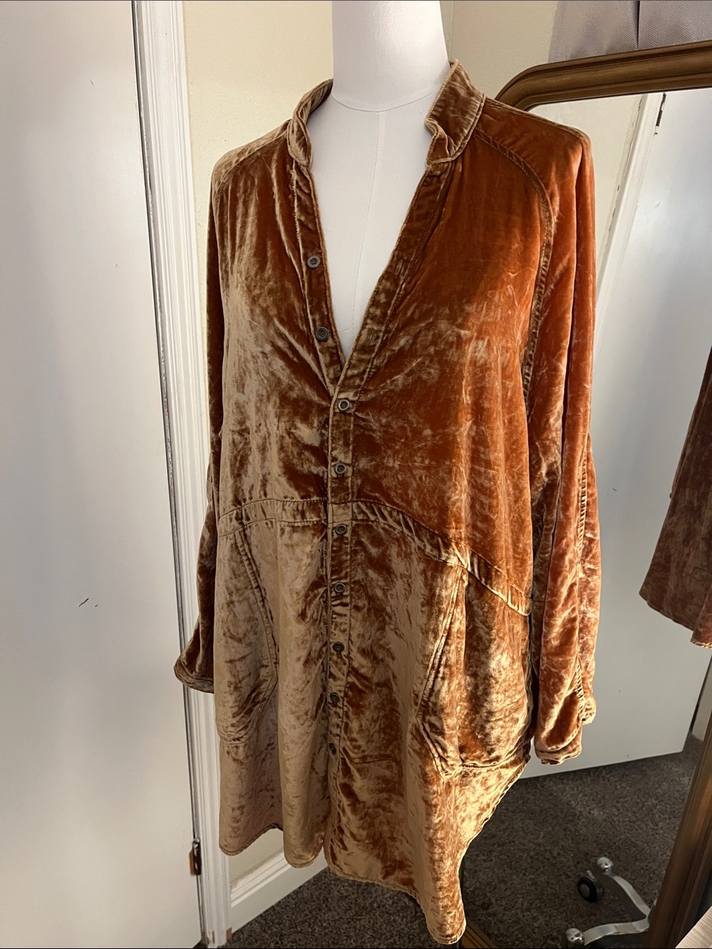 We The Free Summer Daydream Velvet Buttondown in Amber